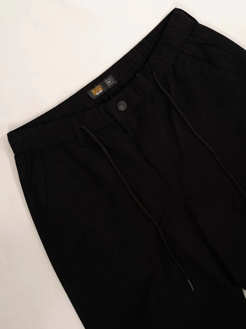 Maniac  Maniac Mens Cut and Sew Solid Black Cotton Trackpant for Men | Best Price UAE